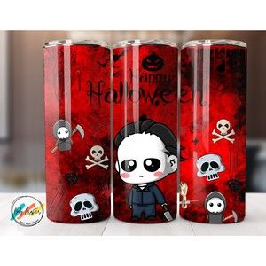 Michael Myers Cartoon 20oz Tumbler - Halloween Tumbler Unique Horror Drinkware